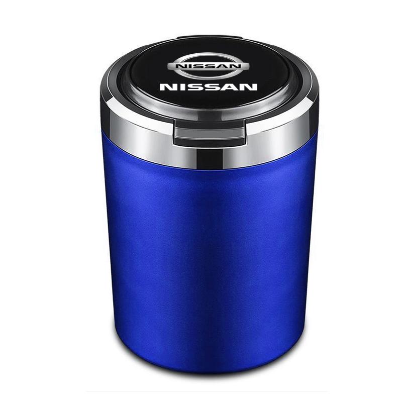 Car Ashtray with Lid Smell Proof Stainless Steel Blue Led Portable Ashtray Cup For Nissan Nismo GTR Versa Almera X-Trail Qashqai