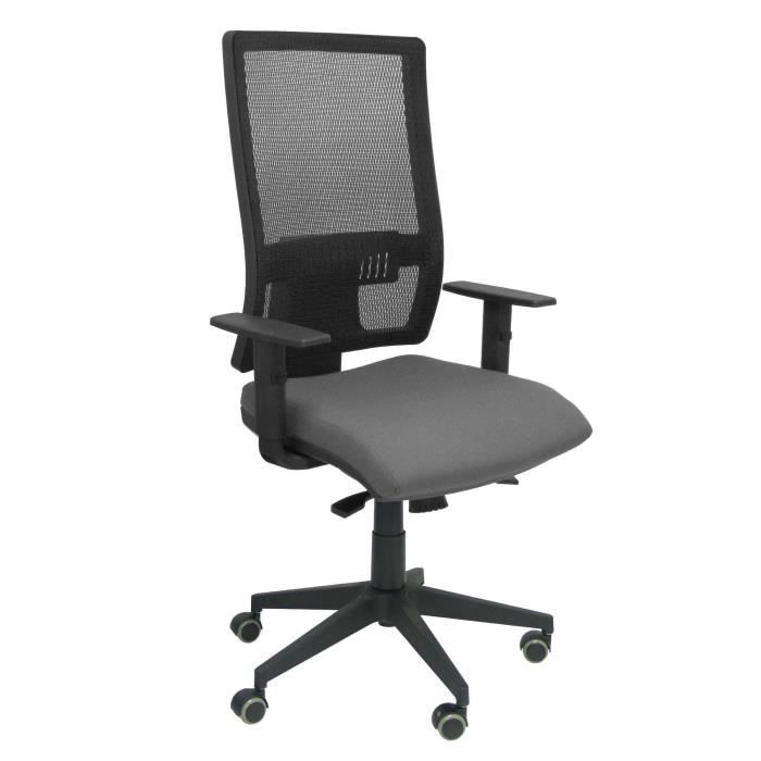 Chaise de bureau ergonomique PIQUERAS Y CRESPO - Modèle Horna - Gris Bali - Dossier haut en maille aérée