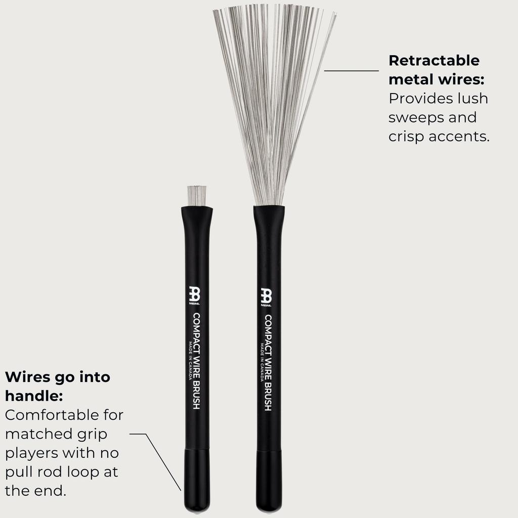MEINL Stick & Brush Compact Wire Brush with Rubber Grip SB301
