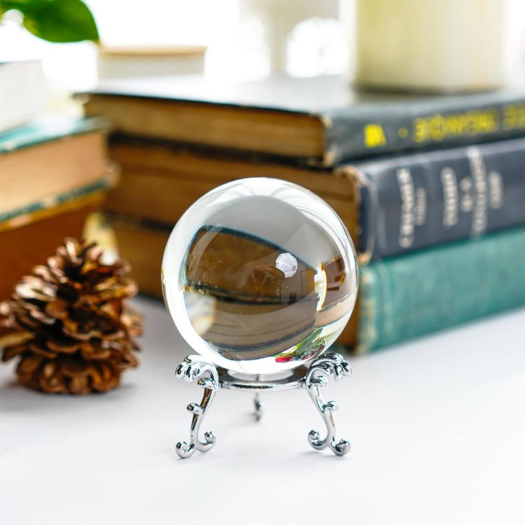 60mm Clear Crystal Ball with Stand Handcrafted Photography Prop for Magical Shots Elegant Home & Party Decor Gift for Women