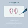 BAMOER Real 925 Sterling Silver Pink Heart Zircon Hoop Earrings Lovely Cindy Color Oil Printed Ear Clips Earring Girl Party Gift