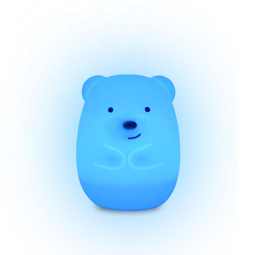 USB Rechargeable Touch Sensitive 8 Colors Cute Bear Baby Night Light Led Lamp for Kid Bedside Night Light