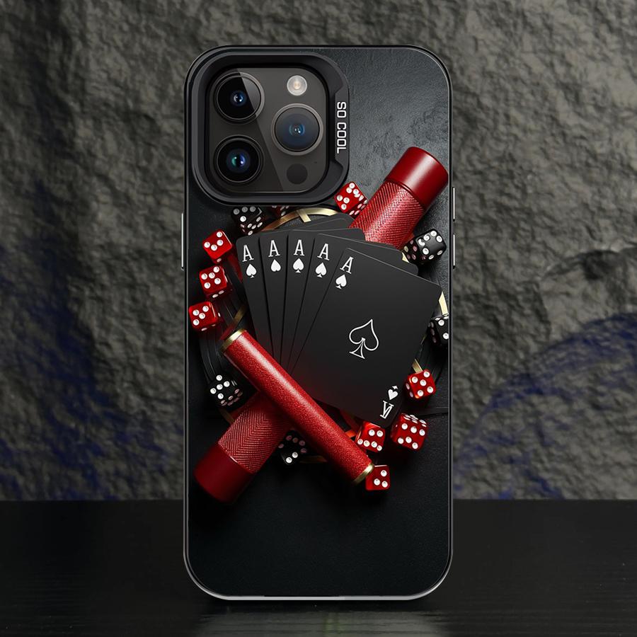Phone Case for iPhone 15 16 Pro Max 11 13 Pro 14 Plus 12 11Pro 15Pro Max 16e Shell Cover Fundas Poker Cards And Dice