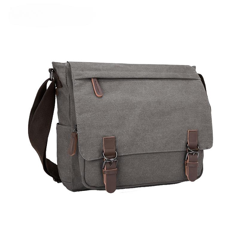 BIERLIFU High Quality 16 A Washed Canvas Men's Messenger Bag Explosion Proof Zipper Male Shoulder Bag Student Computer Bag Simple Solid Color Flap Bag