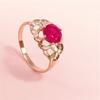 Russia 585 Purple Gold Red Stone Lace Ring Exquisite Rose Gold Plated Color Gold Hollow Design Ring