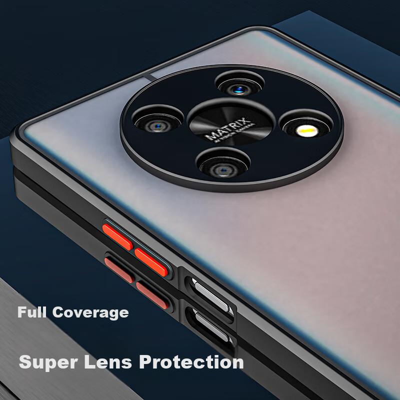 Phone Case for Honor X30, for Honor X40 GT, Contrasting Color Shockproof Upgraded Silicone Frosted Lens Full Protection - Midnight Black