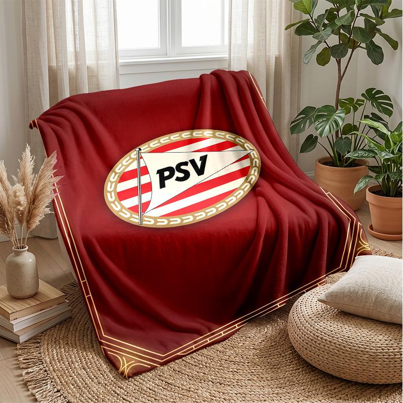 PSV Eindhoven FC Coperta Morbida in Pile di Flanella Leggera Accogliente Calda Coperta da Divano Letto Decorazione per la Casa