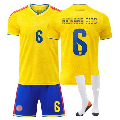 Jugendliche Kinder Erwachsene Fußballtrikots Sport Trainings Trikot Set mit Socken 2026 FIFA Weltmeisterschaft Kolumbien Heim #6 Richard Ríos