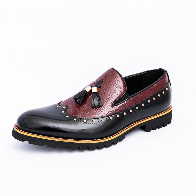 Men's shoes large size new business dress shoes fashionable men's foot cover tassel leather shoes one pedal casual leather shoes