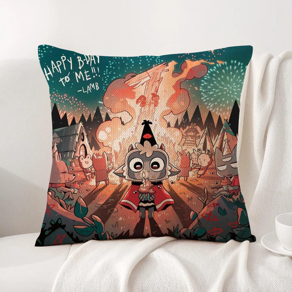 Game C-Cult Of The L-Lamb Cushion Cover Summer Coolness Linen Fabric Double-Sided Printing Pillow Case Sofa Home Decor Gift