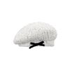 Beanie Hat Women Winter Warm Knit Cotton Blend With Bow Decor For Casual Wear