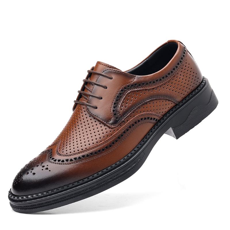 

Модные туфли из натуральной кожи мужские броги дышащие черные мягкие мужские деловые формальные повседневные свадебные туфли мужские Zapatos Hombre 44 коричневый