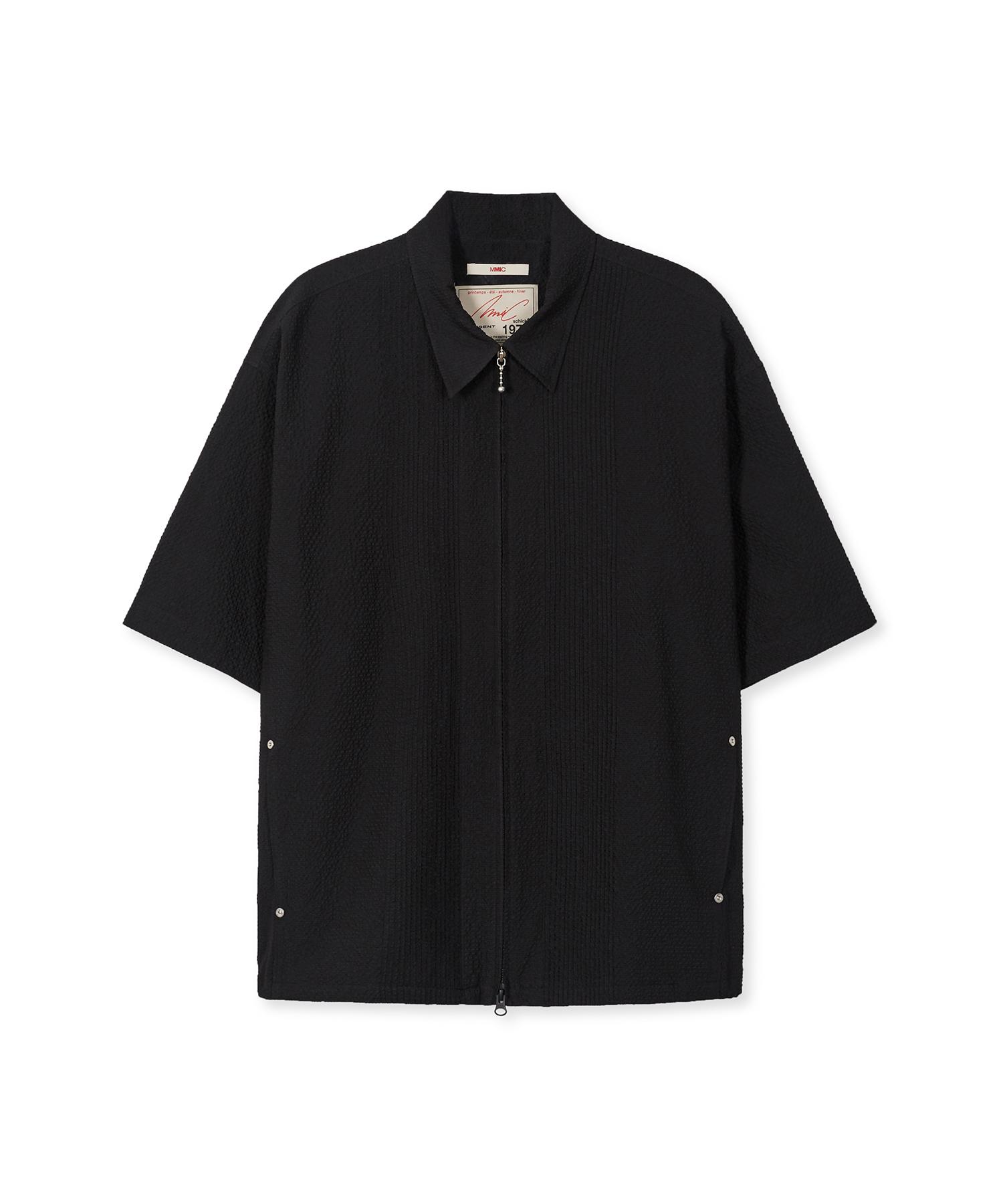 Mmic Leaf Zip-Up Shirt Black L