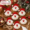 Gehäkeltes Nikolaus-Girlandenbanner mit Nikolausgesicht-Ornamenten & Juteschnur, Hängende Wimpelkette für Weihnachtsbaum, Kranz, Winterpartys