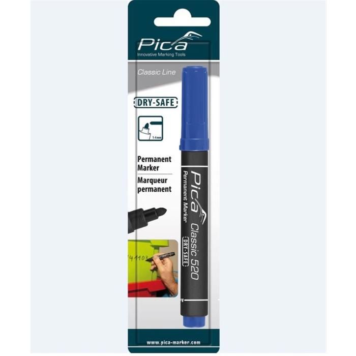 Pica marqueur permanent dry-safe classic 1- 4 mm rond bleu