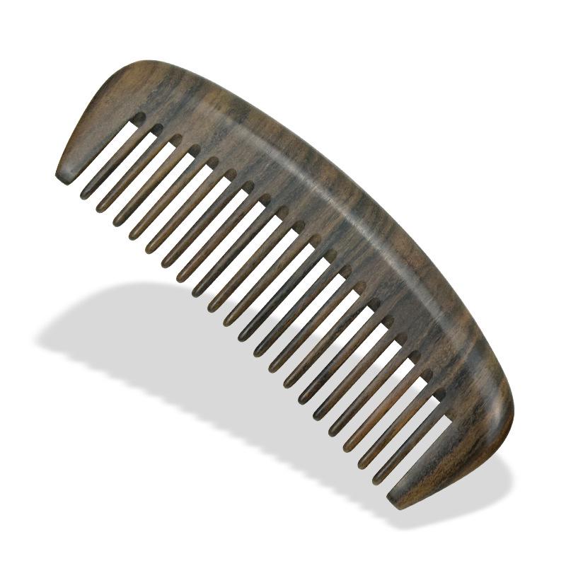 Moon-Shaped Solid Wood Comb for Men and Women – Deep Precious Treasure, Home Daily Use, Engraved Design