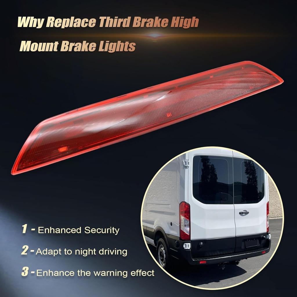 FZJDSD Third 3rd Brake Tail Light Center High Mount Stop Light LED Compatible with Ford Transit 150 Transit 250 Transit 350 2015 2016 2017 2018 2019