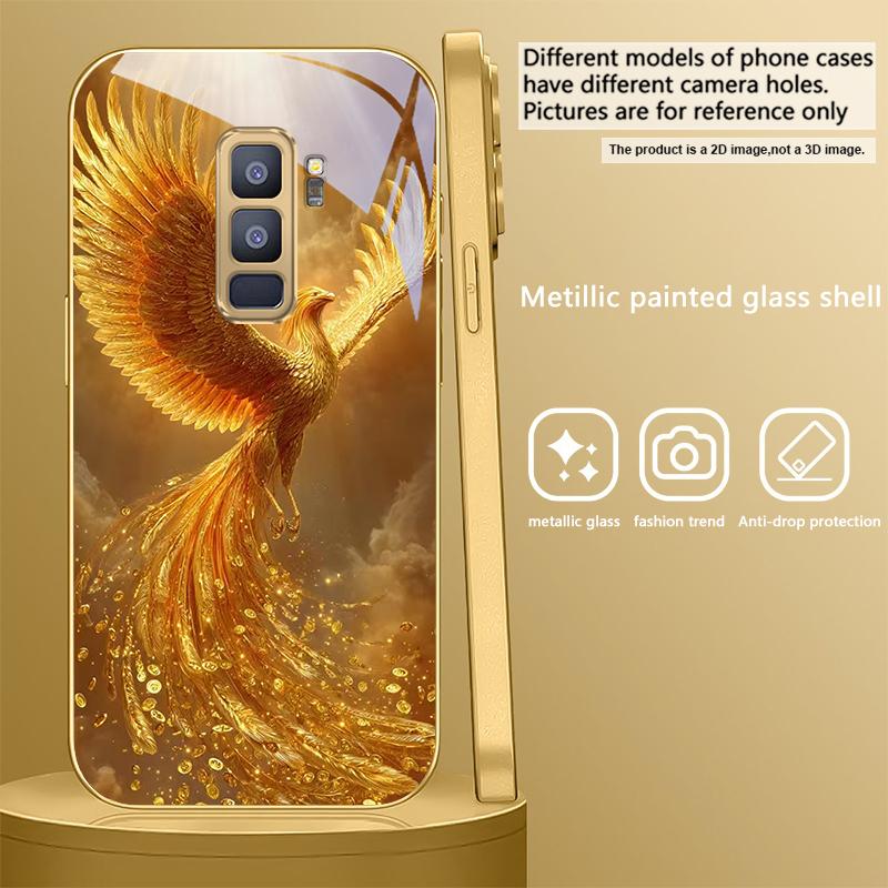 The Golden Phoenix For Samsung Galaxy S20 FE S21 S22 Ultra 23 Plus 24 Ultra 25Ultra S21+ S9+ 22Plus Golden Glass Phone Case