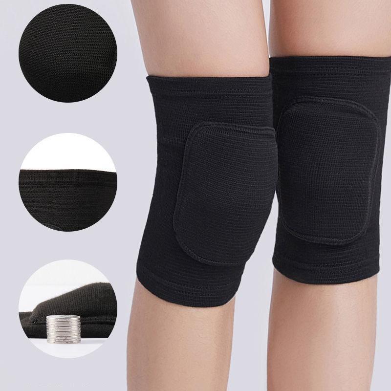 Fortykket svamp Knebeskyttere Elastisk Sportskompresjon Dans Yoga Fitness Treningsbeskytter 1 par