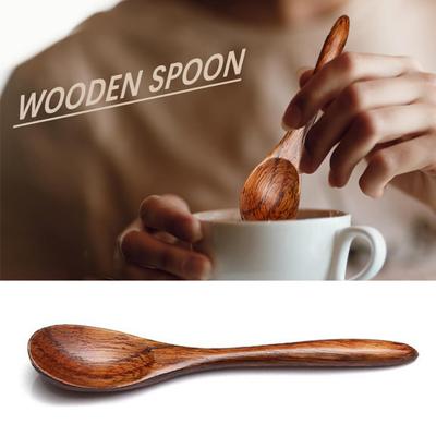 7Pcs Small Wooden Spoons Set Eco Friendly Long Handle Mini Table Spoon for Cooking Serving DIY Projects