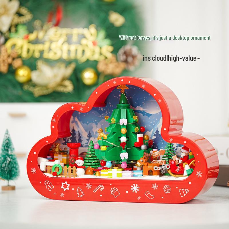 Takasaki 3011 Weihnachtsbaum Spiegel mit Lichtern Bausteine Spielzeug Schmuck Geschenk für Kinder