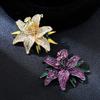 Enamels Flower Brooch Corsage Ornament Glossy Brooch Elegant Rhinestones Pin  Men