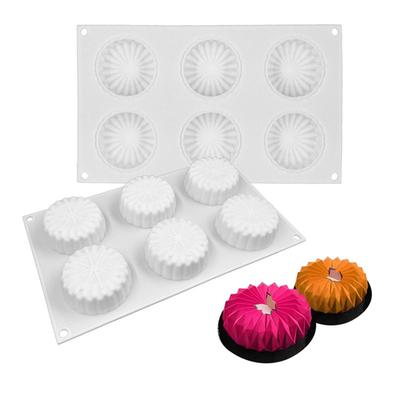 1 Pieza 6 con flor de origami molde de silicona para tarta mousse postre francés horneado redondo de silicona molde para pastel de luna rombo