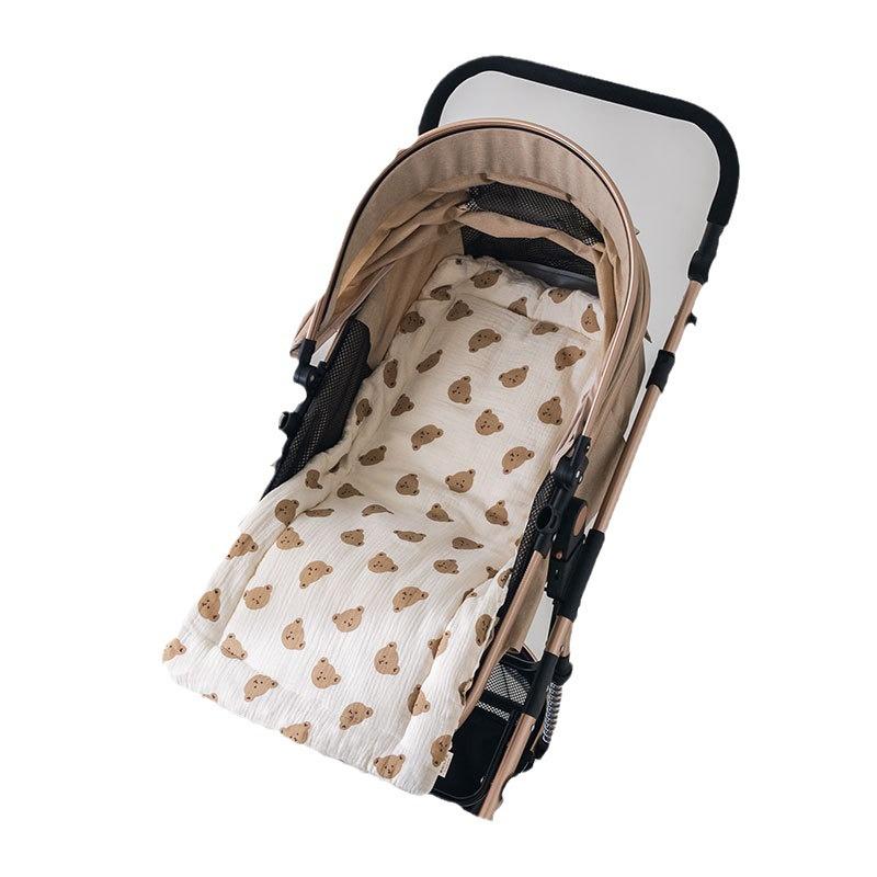 Reversible Quilted Baby Stroller Pad: Soft Crepe-Velvet, Double-Sided Cotton Cushion