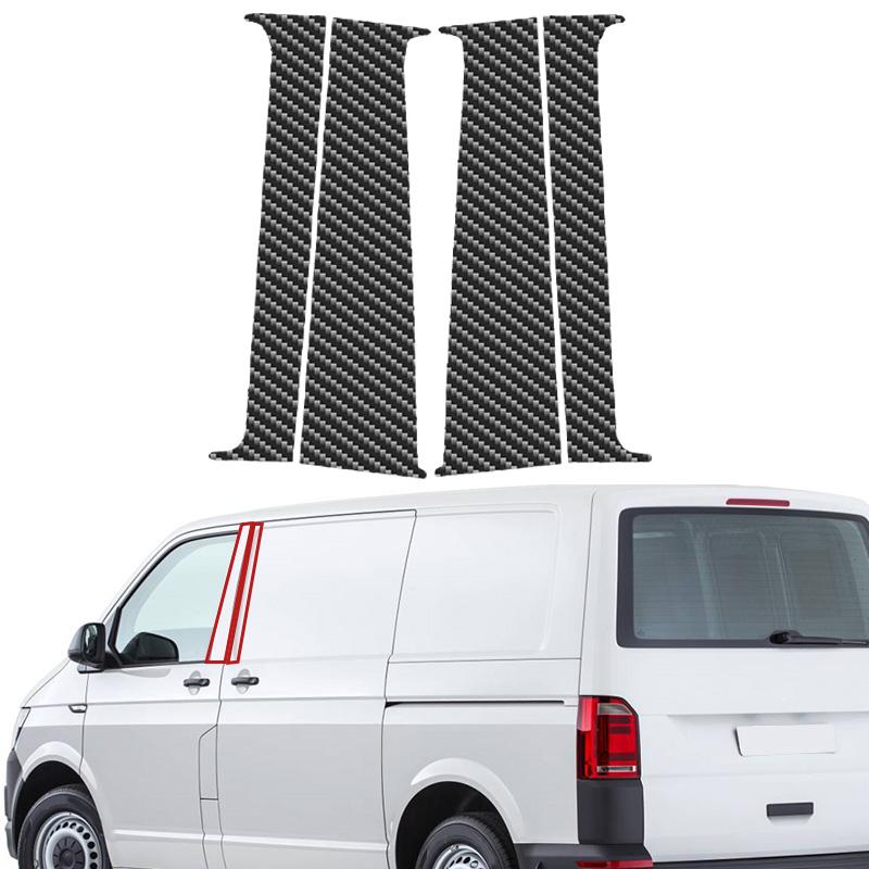 4 Piezas Fibra de Carbono Efecto Espejo Coche Pilar B Medio Puerta Coche Ventana Cubierta Embellecedora Ajuste Para VW T5/T6 2008-2021