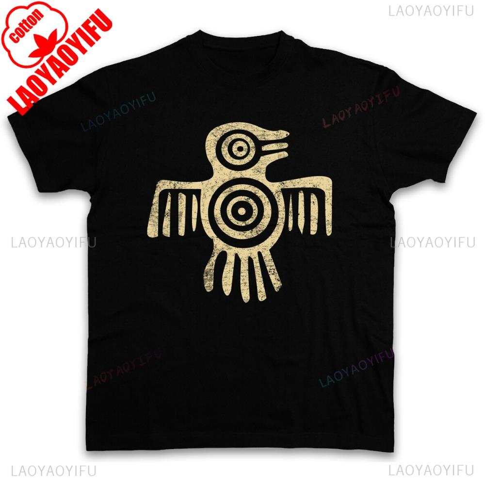 AZTEC BIRD Tshirt Indian Sign Culture Civilization Mayans Religion Shirt Indians Men Summer Casual Short Sleeve Cotton Tee Top