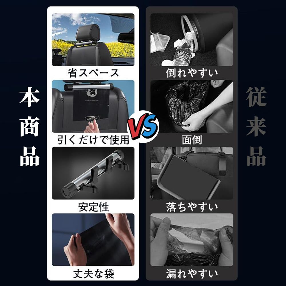 UNNIK Car Trash Bag Car Trash Attaches to Back Seats and Includes 40 PE No Tools Compatible with Multiple Car Accessory for Outdoor Convenient