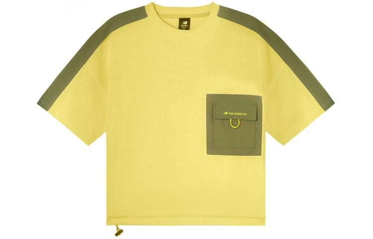 New Balance T Shirts Women s Yellow Crew Neck Moderate Straight Fit AWT12309-LHZ M