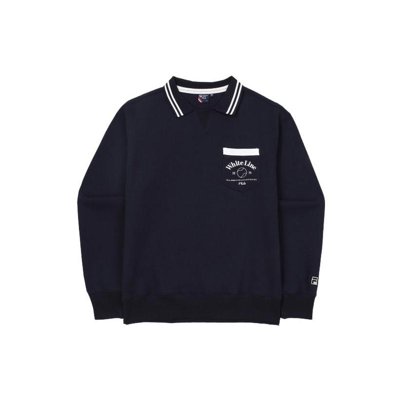 FILA Sweatshirts Unisex Marine Blue Lapel Moderate Regular FS2TLF1331X-INA 095