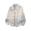 Mens Solid White Denim Jacket Button Down Casual Coat