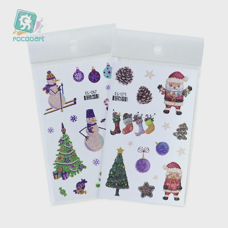 "Ruikalong Waterproof Christmas Snowflake Cartoon Glitter Tattoo Stickers for Kids"