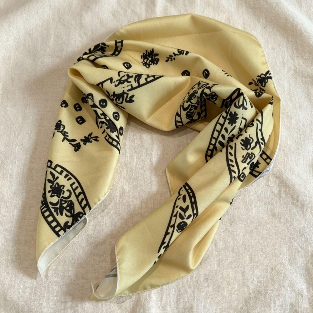 Y2K Small Square Scarf Geometric Shape Leopard Print Silk Scarf Elegant Satin Hijab Beach