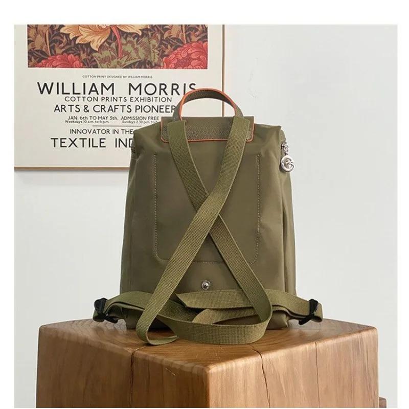 Classic Double Shoulder Bag, Jiaozi Style Nylon Backpack, Lightweight and Foldable Waterproof Travel Bag for Women