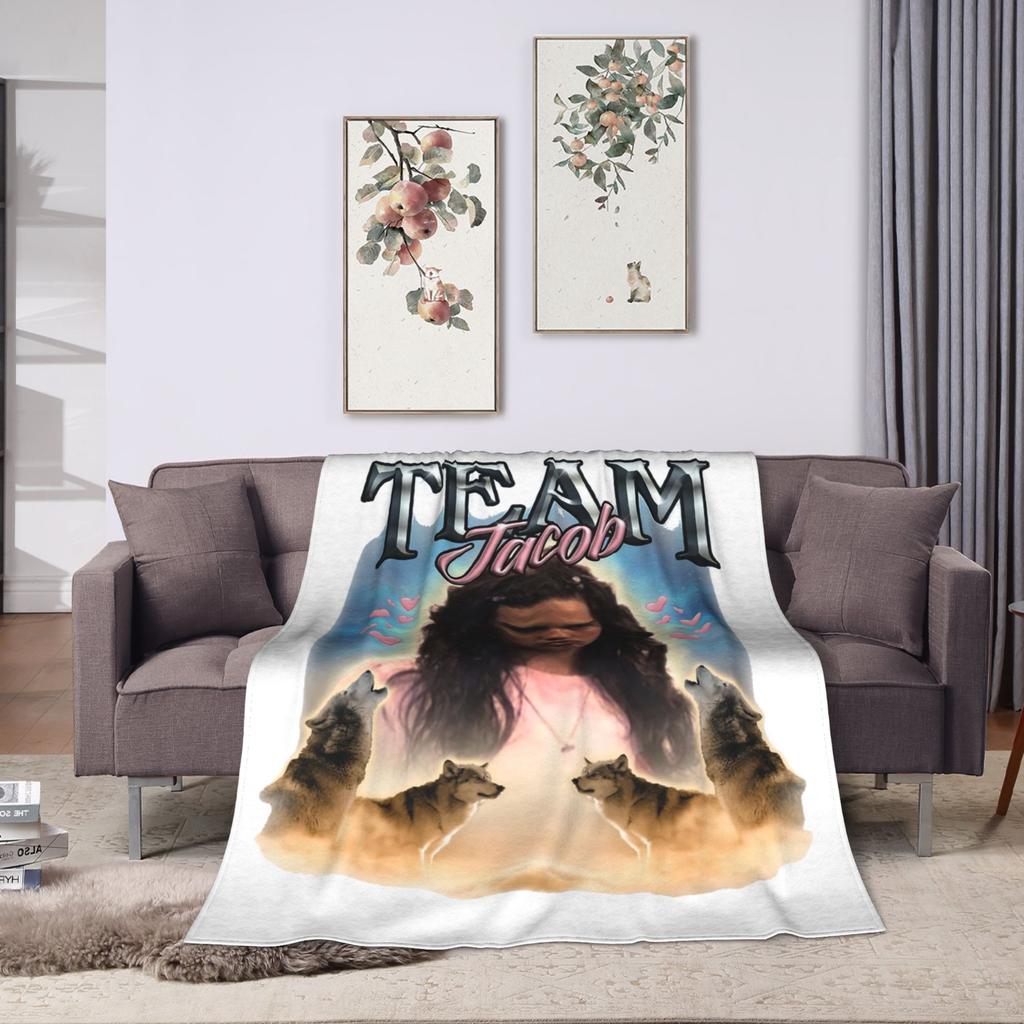 The Twilight Saga Jacob Wolf Pack Girls Muscle Blanket Fleece Portable Warm Throw Blanket for Sofa Outdoor Plush Thin Quilt