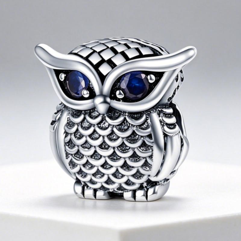 New 925 Silver Owl Zircon Charms Beads For Women Fit Bracelet DIY Birthday Party Jewelry Gifts