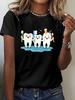 Cute Teeth Brushing Cartoon Graphic Tee T-shirt
