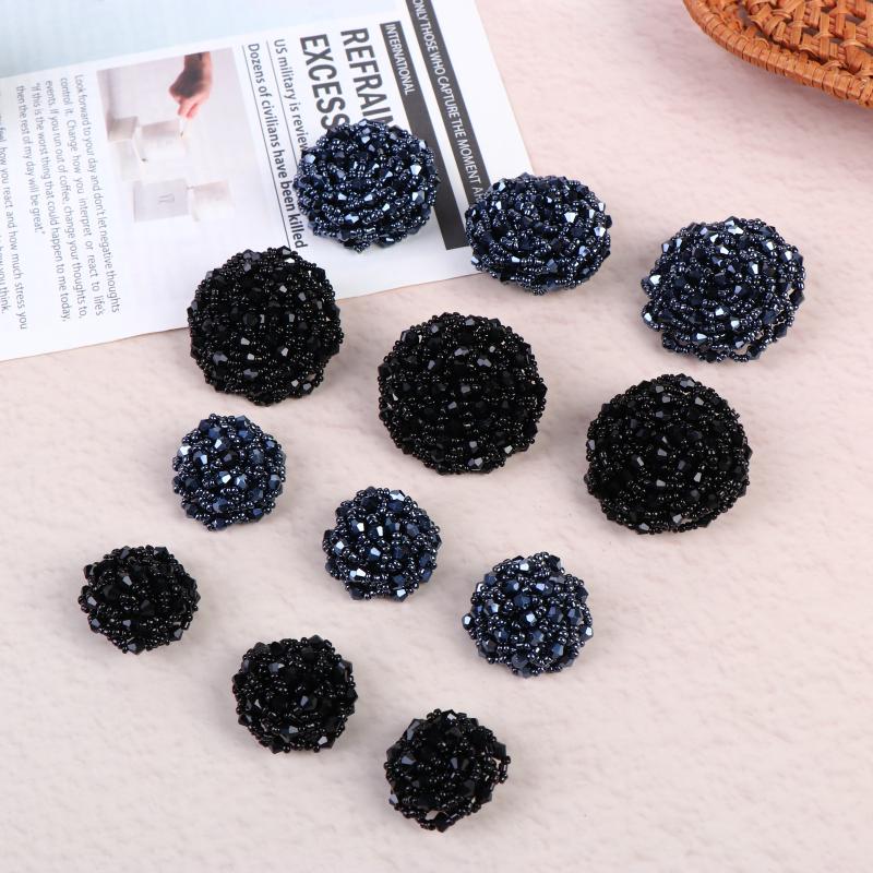 3Pcs 3cm/4.3cm High Quality Fashion Bead Button Pearl Crystal Decoration Buckle Corsage Accessories Apparel Coat Button