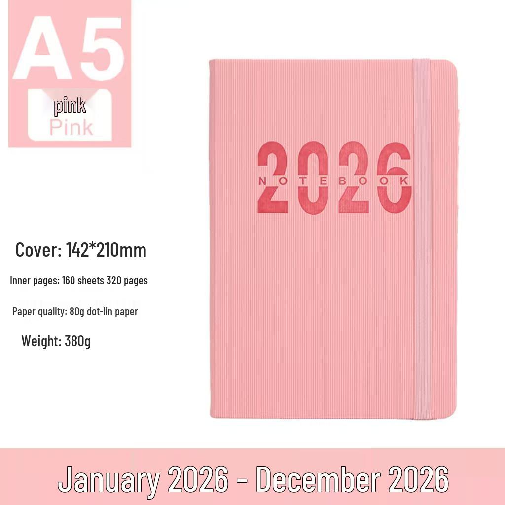 Anglický diář 2026: A5 Měkká vazba Denní plánovač & Roční kalendář Zápisník