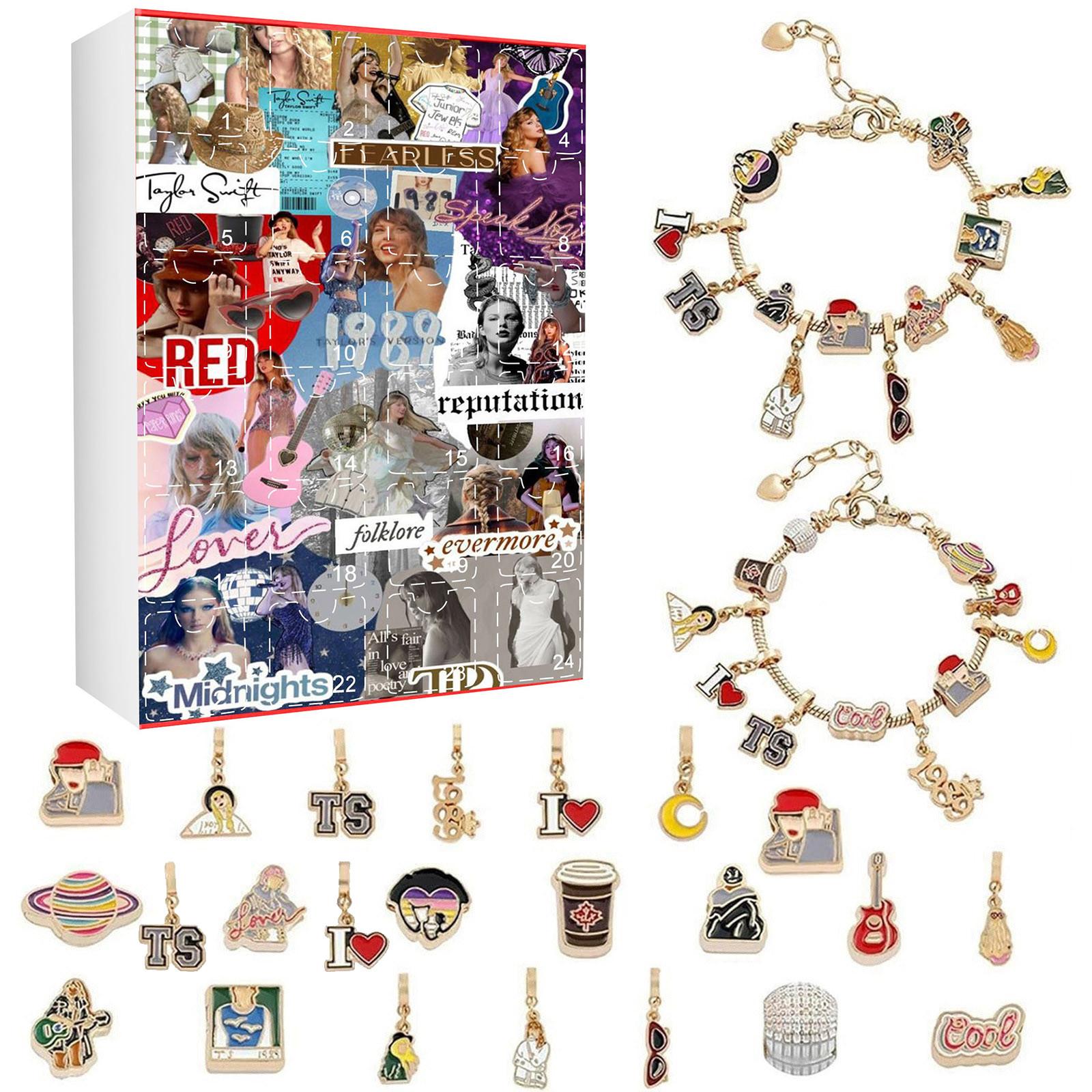 

Подарки с адвент-календарем, набор для изготовления браслетов своими руками для детей и взрослых, рождественский календарь обратного отсчета на 24 дня, ювелирные подарки One Size