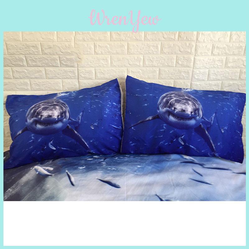 Stunning 3d Shark Duvet Cover With Pillow Cases Marine Animal Quilt Bedding Set New