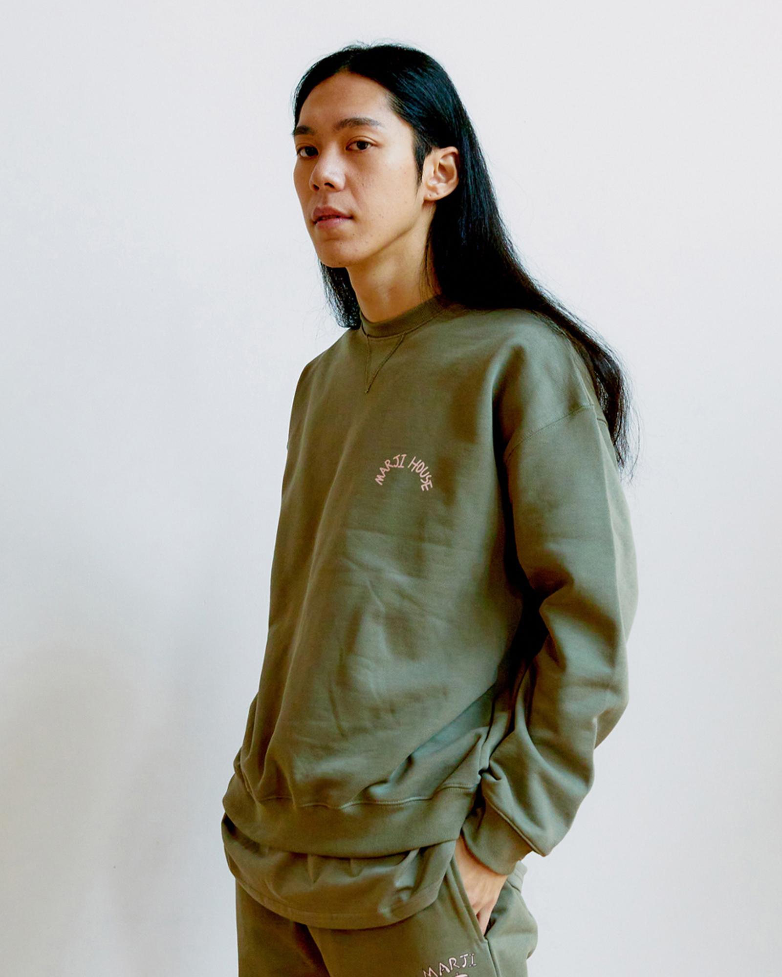 Marje House Vintage Logo Sweat Shirts Khaki L