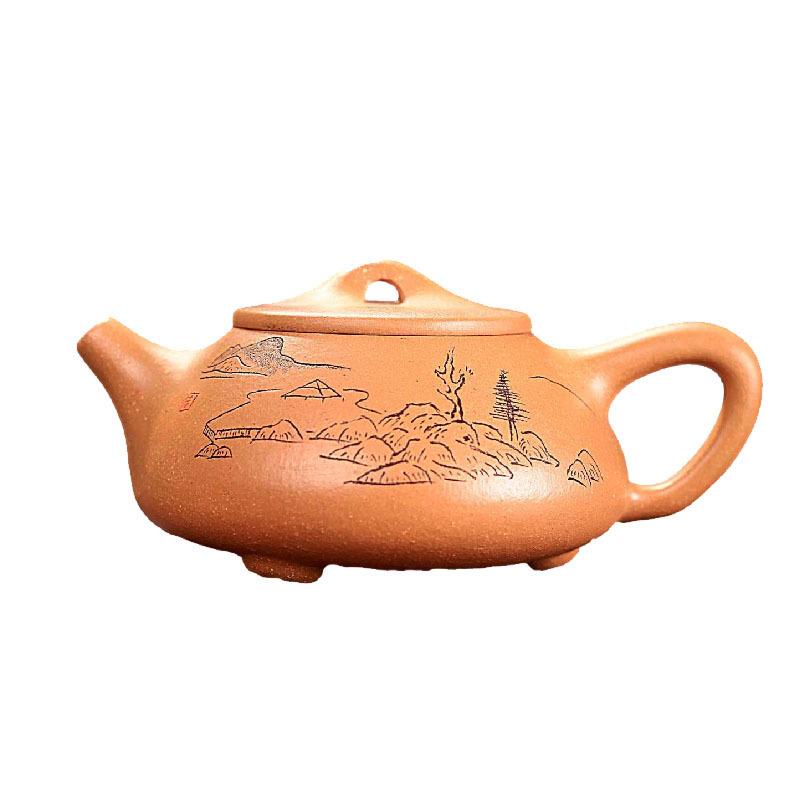 

230ml Handmade Yixing Purple Clay Teapots Handmade Stone Scoop Pot Raw Ore Section Mud Kettle With Filter Zisha Tea Set Cha Gift