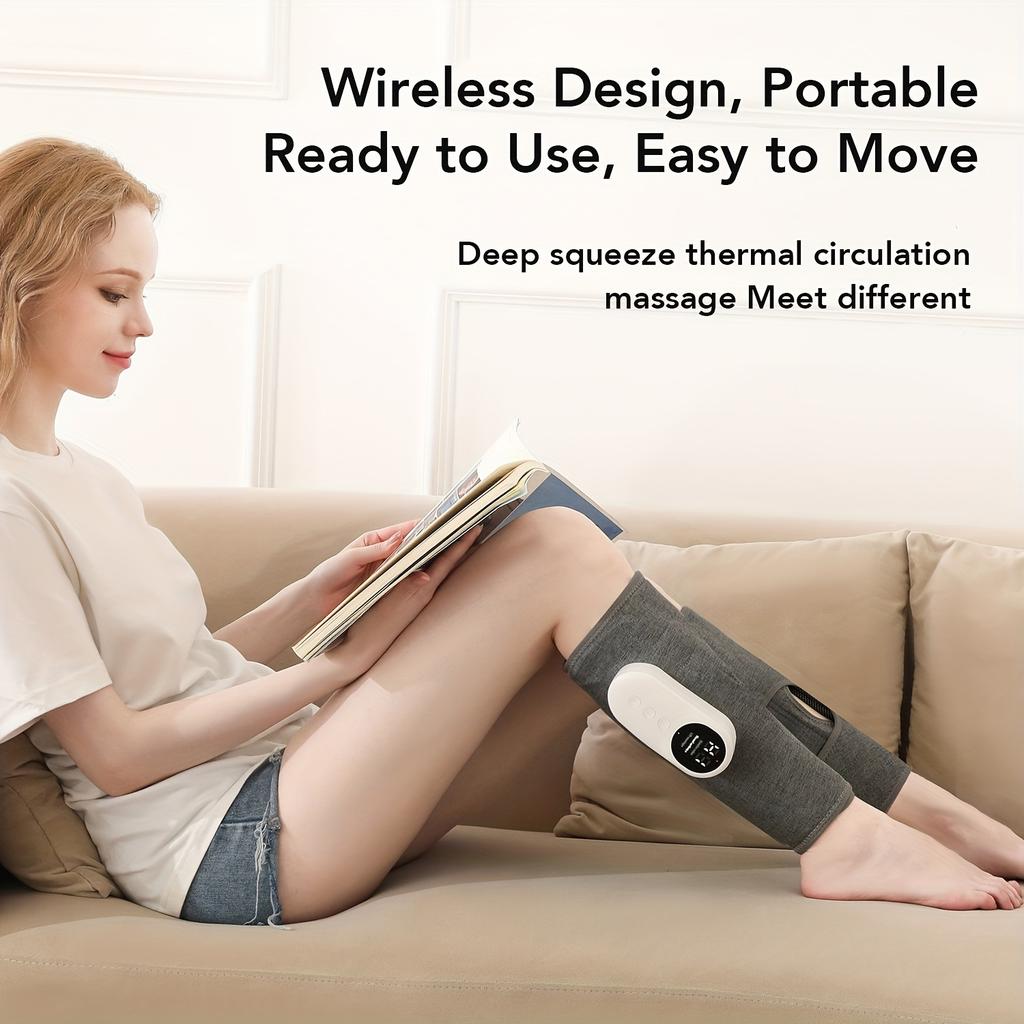 Electric Air Compression Leg Massager with Heat Vibration EMS Therapy for Circulation and Pain Relief
