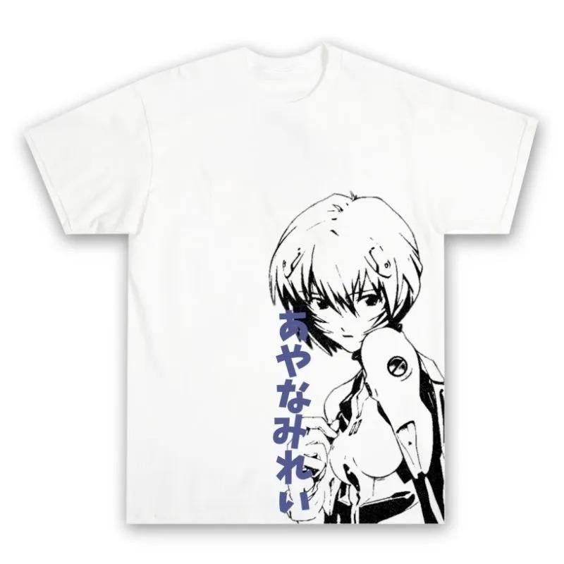 Neon Genesis Evangelion Ayanami Rei Anime T-Shirt, Unisex EVA Rei Ayanami Streetwear Tee, 100% Baumwolle Lässiges Kurzarm-Oberteil