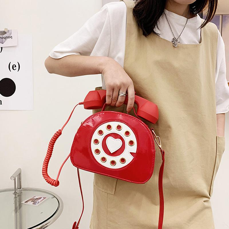 Geantă de umăr creativă Yogodlns pentru femei, în formă de telefon, geantă retro de designer din piele PU Poșete pentru telefon și geantă mică
