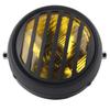 Universal Motorcycle Retro Black Shell Grill Cover Headlamp Front Headlight Yellow Lens